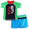 Nautica Boys sizes 4-7 Green/Blue Print Rash Guard Swim Top/Shorts 2 Pc Set