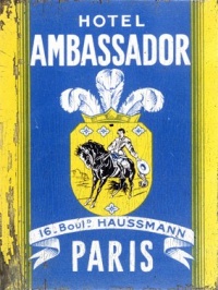 Hotel Ambassador Paris 30x40 Limited-Edition Artistic Planked Wood Sign