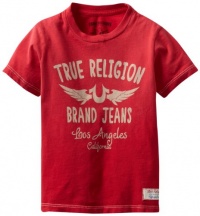 True Religion Boys 2-7 Achilleus Short Sleeve Logo Crew Neck Tee, High Red, Medium