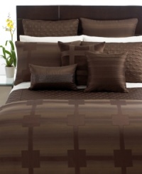 On the grid. A bold appliqué design makes a modern impact on soft velvet for a new look of luxury from Hotel Collection.