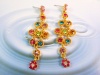 Mix-color Crystal Net Link with Flower Swarovski Elements Drop Earring 2.5''