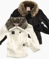 Faux-fur makes everything more fashionable – wrap her up in the sweet style of this snuggly cardigan from Pink Republic.