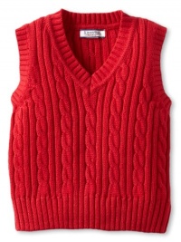 Kitestrings Boys 2-7 Toddler Cable Knit V-Neck Sweater Vest, Red, 2T