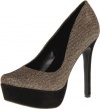 Jessica Simpson Women's Waleo Platform Pump,Platinum Glitter Mesh,7 M US