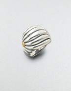 A high fluted dome of sterling silver, with the designer's signature imprint in 18k gold. Approx. ¾ wide Imported