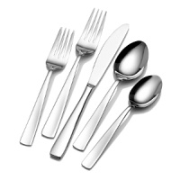 A simple and clean flatware pattern with mirror finish is perfect for any occasion! Set of 101 pieces includes: 12 5-piece place settings, 12 matching steak knives, 12 extra teaspoons, 12 extra salad forks, and 1 5-piece hostess set.