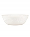 With an elegant white-on-white pattern featuring an embossed vine motif and radiant glaze, the Opal Innocence Carved large all-purpose bowl gets your table set for refined dining every day.