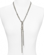 Do the twist with this layered Y-necklace from ABS by Allen Schwartz. Multiple metal chains are accented by dazzling crystal beads and knotted into one striking statement piece.