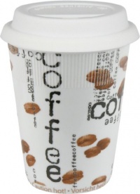 Konitz Coffee Collage 9-Ounce Travel Mugs and Silicon Lid, Assorted Colors, Set of 2