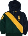 Ralph Lauren Toddler Boys Big Pony Banner Fleece Hoodie (2/2T, Navy Multi)