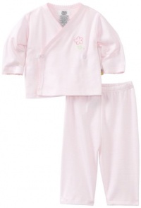 Noa Lily Baby-Girls Newborn Striped Kimono Set with Spring Flowers, Pink/White Stripe, 3 Months