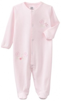 Noa Lily Baby-Girls Newborn Check Footie with Ladybug Embroidery, Pink, 6 Months