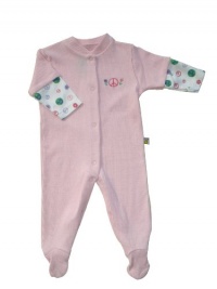 Noa Lily Light Pink Waffle Footie, Girls peace, 6 Months