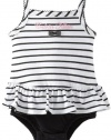 Calvin Klein Baby-Girls Newborn Stripes Sunsuit, Black/White, 3-6 Months