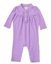 Ralph Lauren Layette Girl's Ruffle Placket Coverall, Purple, 9 Month