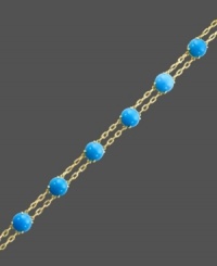 Double up on polish, while infusing color into your look. Carlo Viani's chic, double strand bracelet highlights turquoise beads (12-1/2 mm) set in 14k gold. Approximate length: 7-1/2 inches.