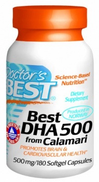 Doctor's Best Best DHA 500 from Calamari, 500 mg, 180 Softgel Capsules