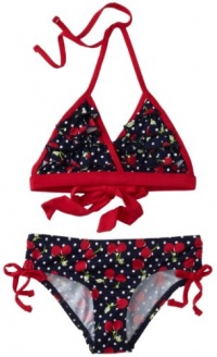 Pink Platinum Girls 2-6X Cherry Printed Two Piece Swimsuit, Navy, 4T