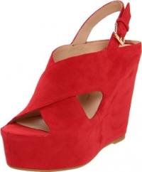 Dolce Vita Women's Julie Wedge Sandal, Red Suede, 8 M US