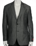 Alfani Red Black Twill Linen LS 2 Button Sport Coat