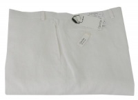 Calvin Klein Mens Flat Front Solid White Linen Dress Pants