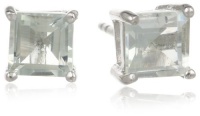 Sterling Silver 6mm Square-Cut Green Amethyst Earrings