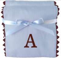 Princess Linens Bon Bon Burp Pad Baby Blue with Brown Trim- A