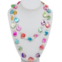 46 Amazing Multi-Color Genuine Freshwater Pearl and Shell Pearls Necklace