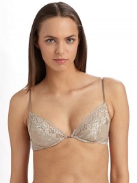 Romantic floral lace with a stunning demi design and slim satin shoulder straps.Lace with scalloped edges Lined bottom cups with underwire Slim satin adjustable straps Back double hook-and-eye closure Back metal logo tag 89% polyamide/10% elastane/1% silk Hand wash Imported Please note: We recommend ordering one cup size up as this style runs small. 