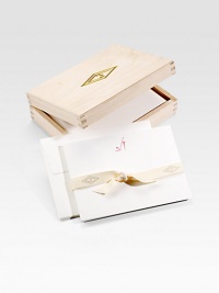 An original Charles Fradin shoe illustration is hand-pressed on cotton card stock to add a decidedly fashionable touch to your next thoughtful note. 18 cards housed in a gold-stamped wood box High-quality cotton card stock Box: 7W X 2H X 5½L Cards: 6¾W X 4½H Made in USA 