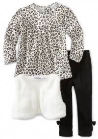 Calvin Klein Baby-Girls Newborn Animal Print 3 Piece Vest Set