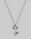 From the Tiny Treasures Collection. The key to whatever your heart desires, lavishly covered in pavé diamonds on a chain of 18k gold.Diamonds, 0.16 tcw 18k white gold Chain length adjusts from about 16 to 18 Pendant length, about ½ Lobster clasp Made in Italy