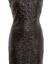 Lauren By Ralph Lauren Black Matte Sequin Capped Sleeve Shift Dress 6