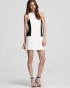 Channel 60s mod in Tibi's color blocked dress, a retro-inspired silhouette with modern appeal.