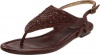 FRYE Women's Madison Woven Thong Sandal,Dark Brown,5.5 M US