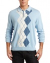 Perry Ellis Men's Long Sleeve Argyle Design 3 Button Sweater