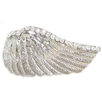 Nickel Free Curved Wing Ring with Swarovski Crystal Edging, Adjustable Band, in Silver Tone