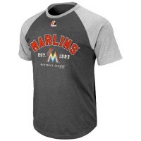 MLB Majestic Miami Marlins Youth Junior League Raglan T-Shirt - Charcoal