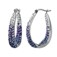 Carnevale Sterling Silver Colored Hoop Earrings with Swarovski Elements