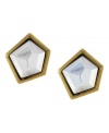 These chic, pentagon-shaped studs add shapely elegance to your look. Vince Camuto's earrings feature a rhodium-plated center, crafted in gold tone mixed metal. Approximate diameter: 1/2 inch.