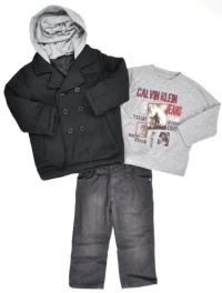 Calvin Klein Infant Boys Black Hoodie 3Pc Pant Set (12M)