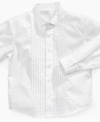 Dress up your little guy in style with this Tommy Hilfiger tuxedo shirt.