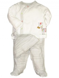 Offspring- Baby Boys Newborn Zebra 3 Piece Take Me Home Sleepwear Set, White Multi, 3 Months