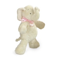 North American Bear Company Smushy Elephant Pink Ribbon, Ivory, Medium