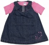 Bon Bebe Infant Girl's Blue Denim Dress With Pink Floral Tee 2 Pc Set 18M 24M