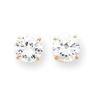 14K Yellow Gold 7mm 1 1/4ct CZ Earrings New in Gift Box