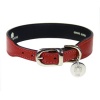 Hartman & Rose Plain Nickel Plated Dog Collar, 14 to 16-Inch, Ferrari Red