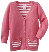 Design History Girls 2-6X Stripe Back Cardigan, Partypinkstripe Combo, 2T