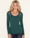 GUESS Delilah Long-Sleeve Top, AMULET GREEN (XS)