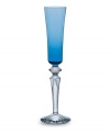 Play with color. Baccarat combines a sapphire-blue gradient and beveled base in Mille Nuits Flutissimo flutes for a look that's both modern and classic. Strong lines in weighty, dishwasher-safe crystal lend bold, effortless elegance to every occasion.